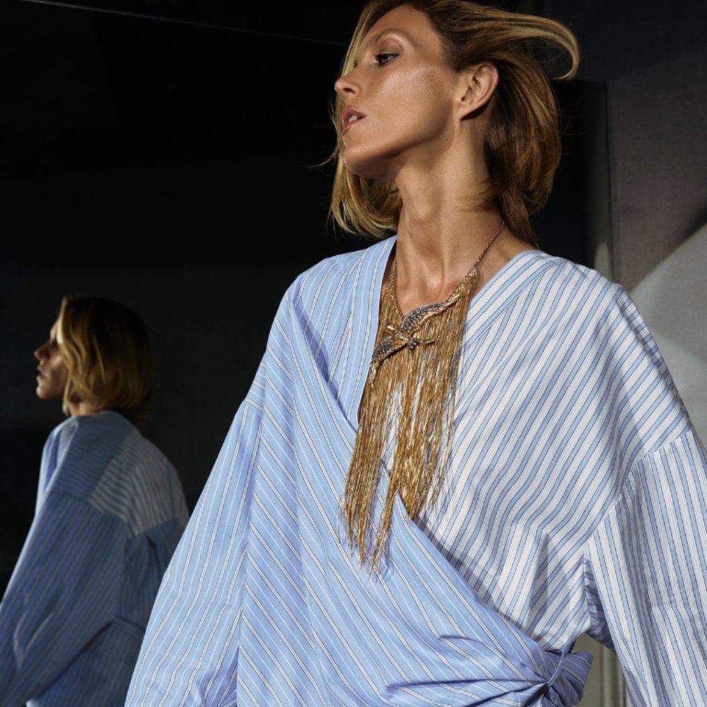 NWT - Zara Poplin Wrap Shirt